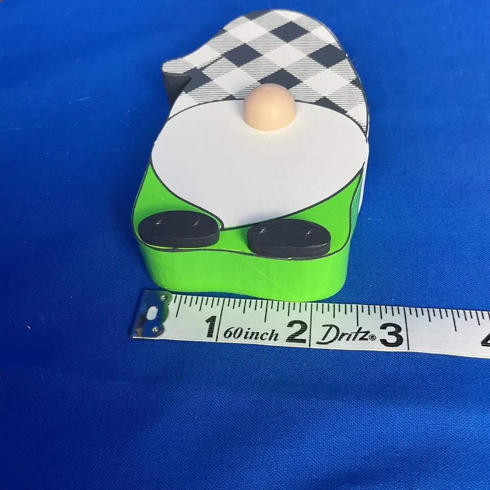 Black White Plaid Check Gnome Wood Sign Cutout Tiered Tray Tabletop Decor